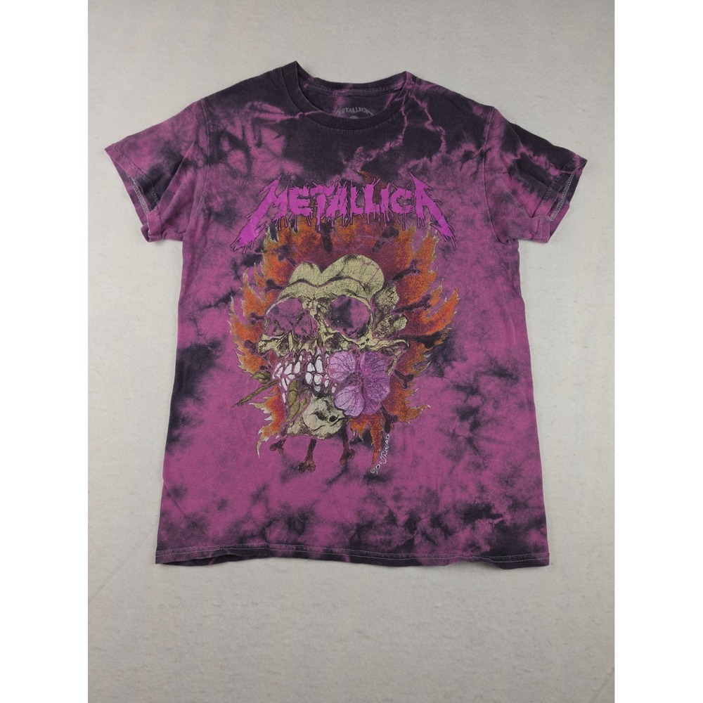 Metallica Shirt Womens Small Pink Tie Die Official Band Merch